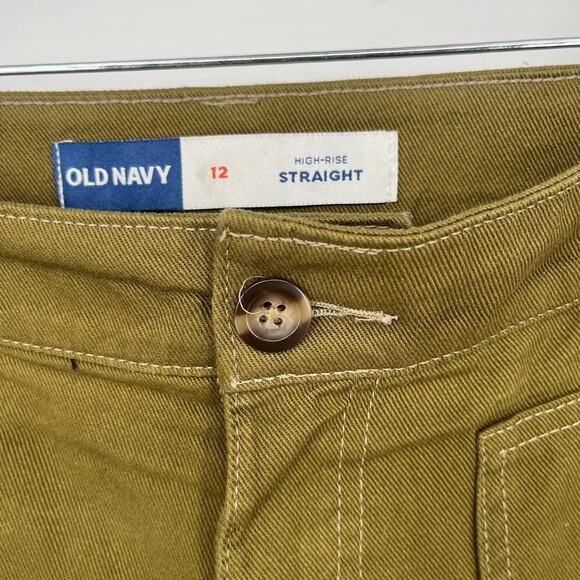 Old Navy High Rise Straight Leg Utility Pants Olive Green Women's 12 - Picture 6 of 9